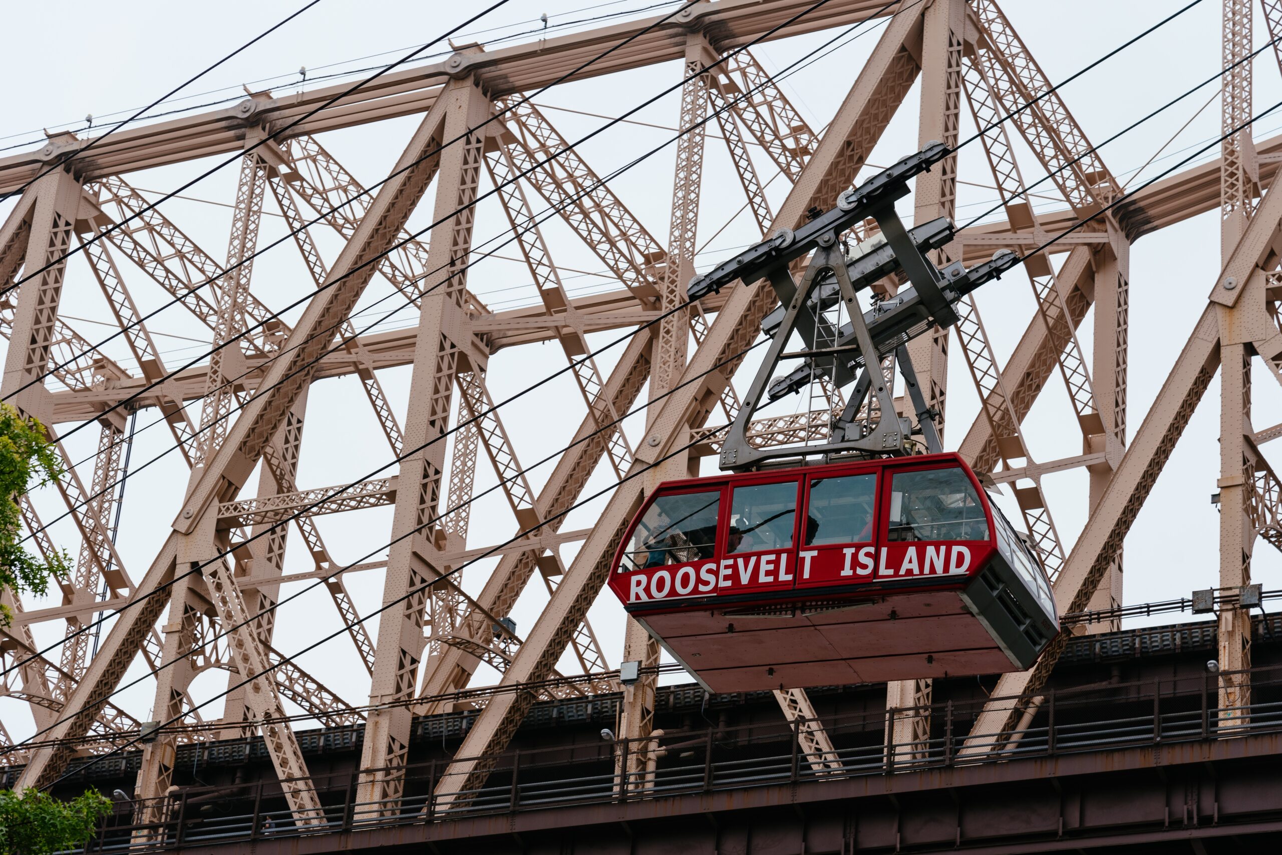New York City, USA - June 24, 2018: The Roosevelt Island Tramway. It is an aerial tramway in New York City that spans the East River and connects Roosevelt Island to the Upper East Side of Manhattan